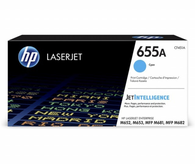 Картридж HP 655A Cyan CF451A для принтера Color LaserJet M652, M653, M681, M682