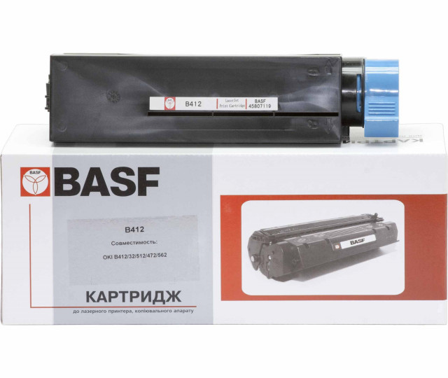 Картридж тонерный BASF Black для принтера OKI B412DN, B432DN, B512DN, MB472dnw, MB492dn, MB562 (KT-B412-45807119)