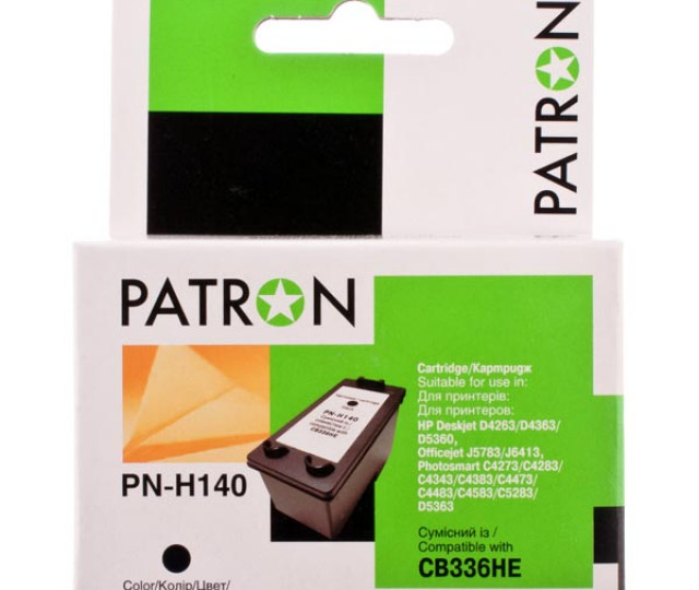 Картридж HP 140XL (CB336HE) black Patron для принтера DeskJet D4363, D4263, OfficeJet J5783, J6413, PhotoSmart C4273, C4283, C4343, C4383, C4583, C5283, D5363, C4473, C4483