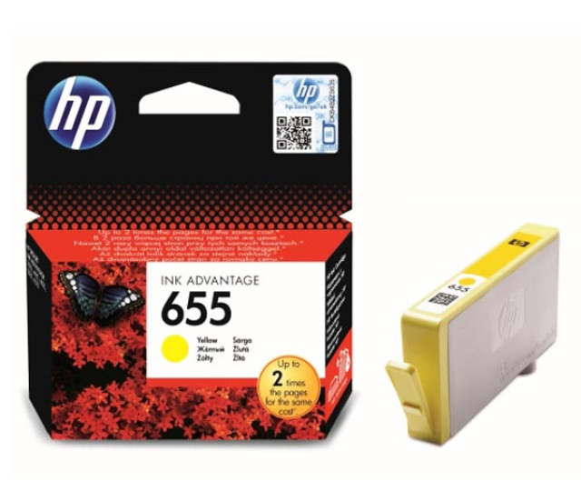 Картридж HP 655 Yellow CZ112AE для принтера Deskjet Ink Advantage 4625, 3545 c Wi-Fi (A9T81C), 3525 (CZ275C), 4615 (CZ283C), 5525 (CZ282C), 6525 c Wi-Fi (CZ276C)