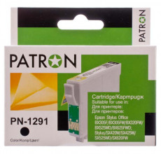 Купить Картридж Epson T1291 black Patron для принтера Stylus SX230, SX235W, SX420W, SX425W, SX430W, SX435W, SX440W, SX445W, SX525WD, SX535WD, SX620FW, Office BX305F, BX305FW, B42WD, BX320FW, BX625FWD, BX635FWD, BX525WD, BX535WD, BX925FWD, BX935FWD, WorkForce WF-