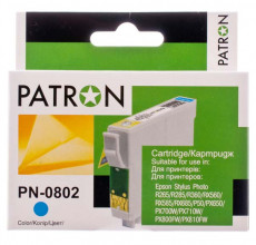 Купить Картридж Epson T0802 cyan Patron для принтера Stylus Photo P50, PX650, PX660, PX700W, PX710W, PX720WD, PX800FW, PX810FW, PX820FWD, R265, R285, R360, RX560, RX585, RX685