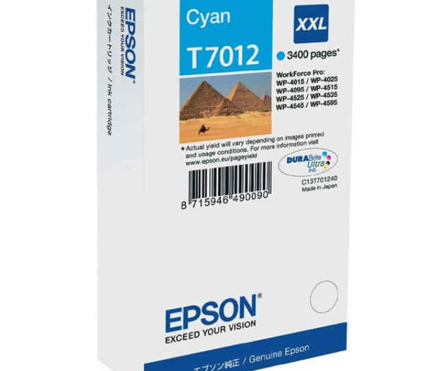 Картридж Epson T7012 XXL Cyan (C13T70124010) для принтера WorkForce Pro WP-4015DN, WP-4095DN, WP-4515DN, WP-4525DNF, WP-4595DN
