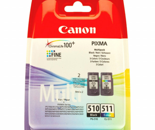 Картридж Canon PG-510Bk/CL-511 набор (2970B010) для принтера PIXMA iP2700, iP2702, MP230, MP235, MP240, MP250, MP252, MP260, MP270, MP272, MP280, MP282, MP480, MP490, MP492, MP495, MP499, MX320, MX330, MX340, MX350, MX360, MX410, MX420